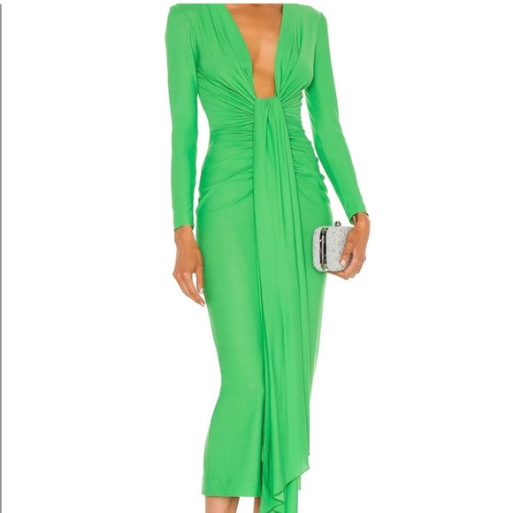 SOLACE LONDON Lorena Midi Dress - XS - NEW - Bright Green